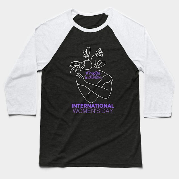 Count Her Inspire Inclusion Women's International Day 2024 Baseball T-Shirt by AimArtStudio